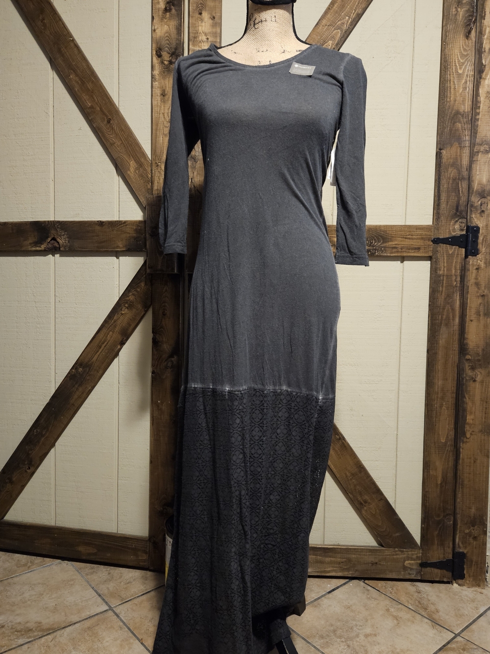 Long Sleeve Maxi Dress in Charcoal Gray